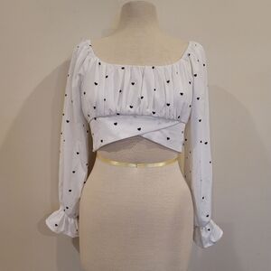 Milk & Honey Boutique puff Sleeves heart wrap crop top s…